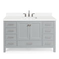 thumbnail image 2 of ARIEL Cambridge 55" Grey Bathroom Vanity with Sink, 1.5" Edge Pure White Quartz Countertop & Backsplash, Center Rectangular Sink, 2 Soft Closing Doors, 9 Full Extension Dovetail Drawers, 2 of 8