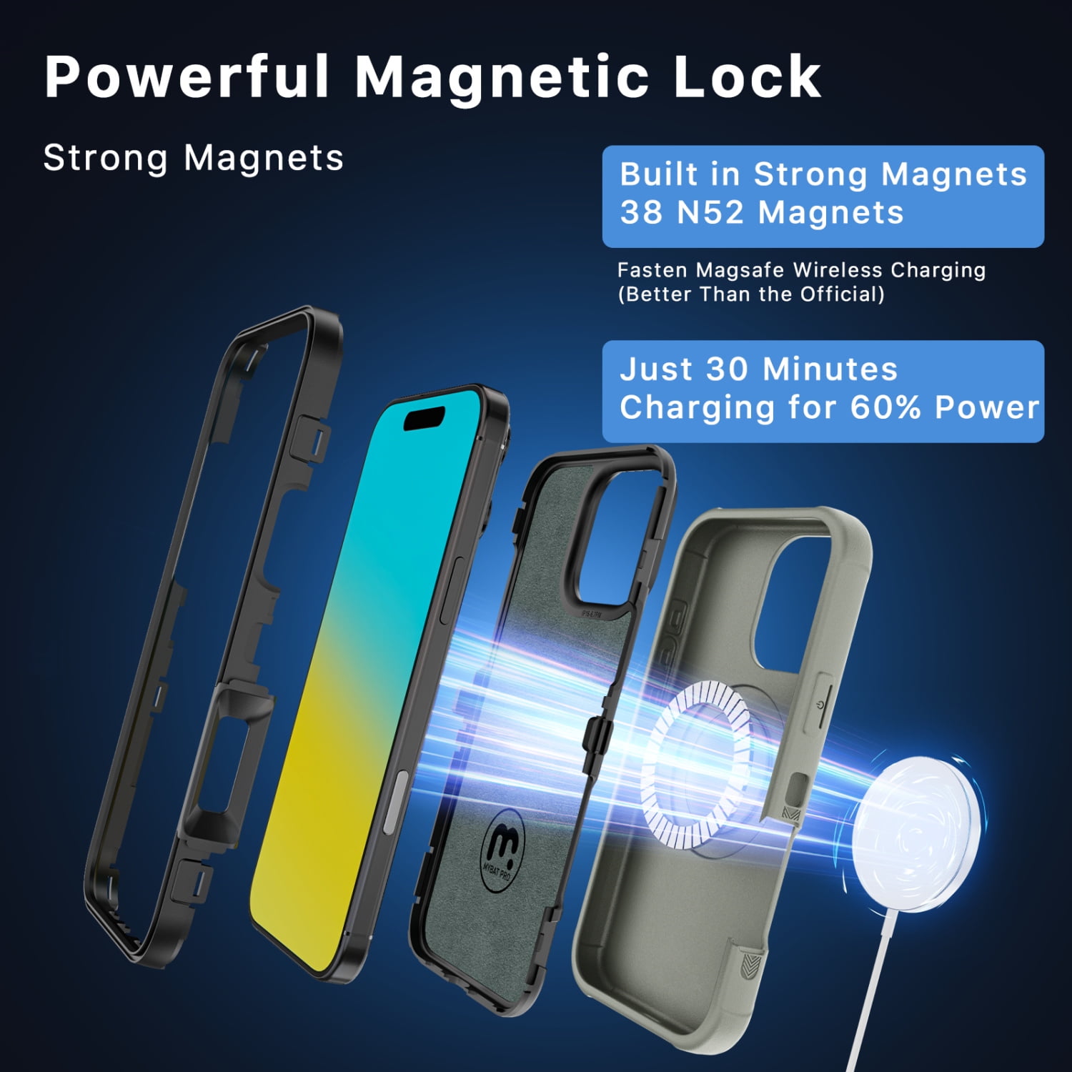 MyBat Pro Maverick Series Case with Holster and Tempered Glass for Apple iPhone 16 Pro - Gray