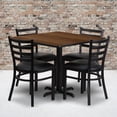 thumbnail image 3 of 36'' Square Black Laminate Table Set with X-Base and 4 Ladder Back Metal Chairs - Black Vinyl Seat, 3 of 3