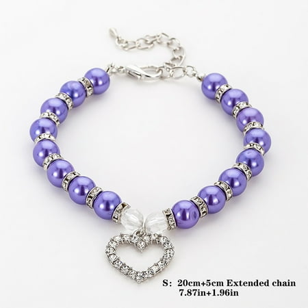 Cute Pet Jewelry Pearl Collar  1 Piece Pet Pearl Collar For Small Pet Cat Dog Collar Dog Bone- Pendant Jewelry Sky Blue