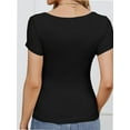 thumbnail image 2 of Women Short Sleeve Scoop Neck Tops Shirts Fitted Summer Tshirt Tee, 2 of 7