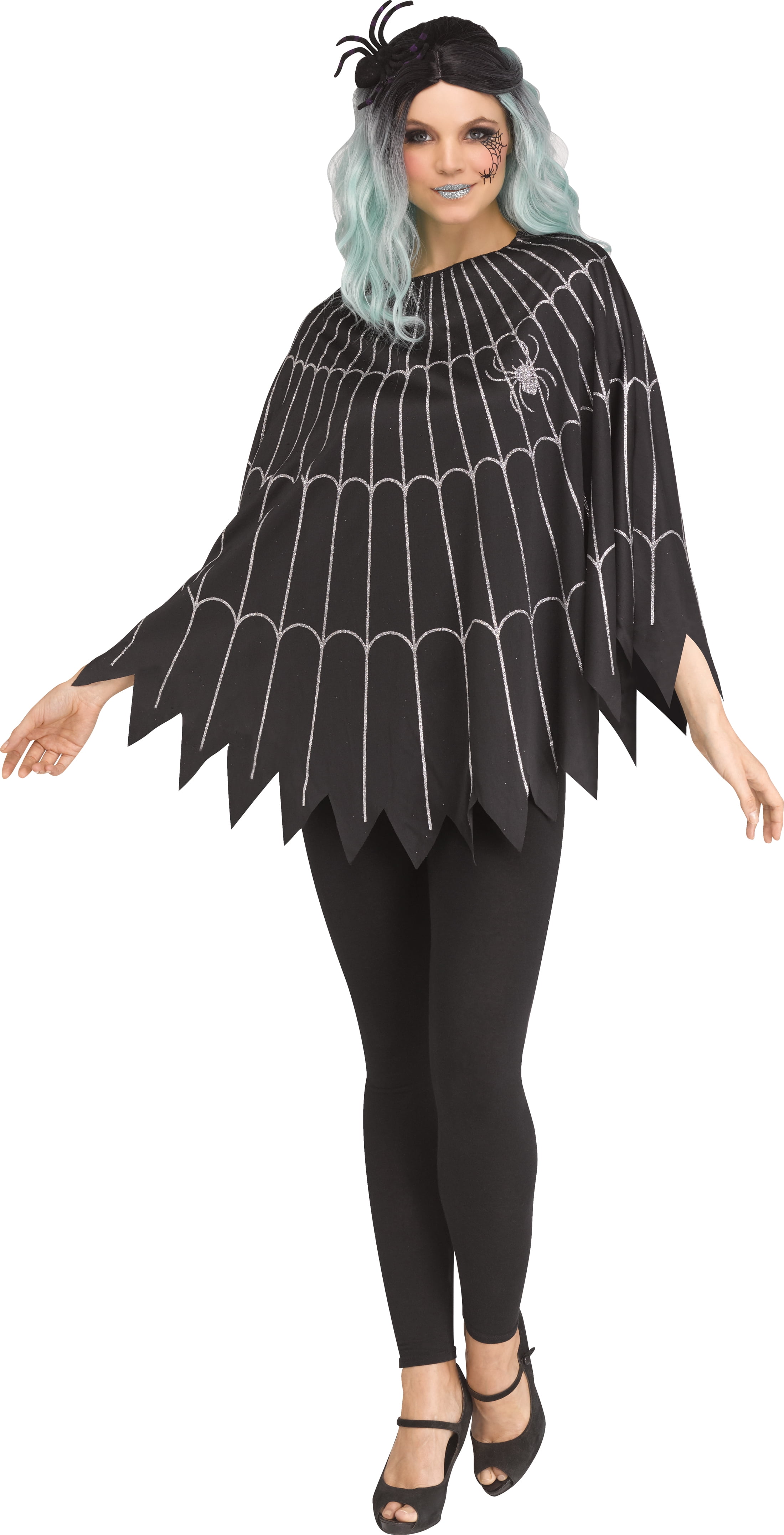 Spiderweb Poncho Women's Halloween Fancy-Dress Costume for Adult, 14