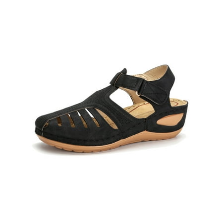 

Colisha Ladies Beach Shoe Comfort Gladiator Sandal Summer Wedge Sandals Outdoor Lightweight Shoes Platform Black 7