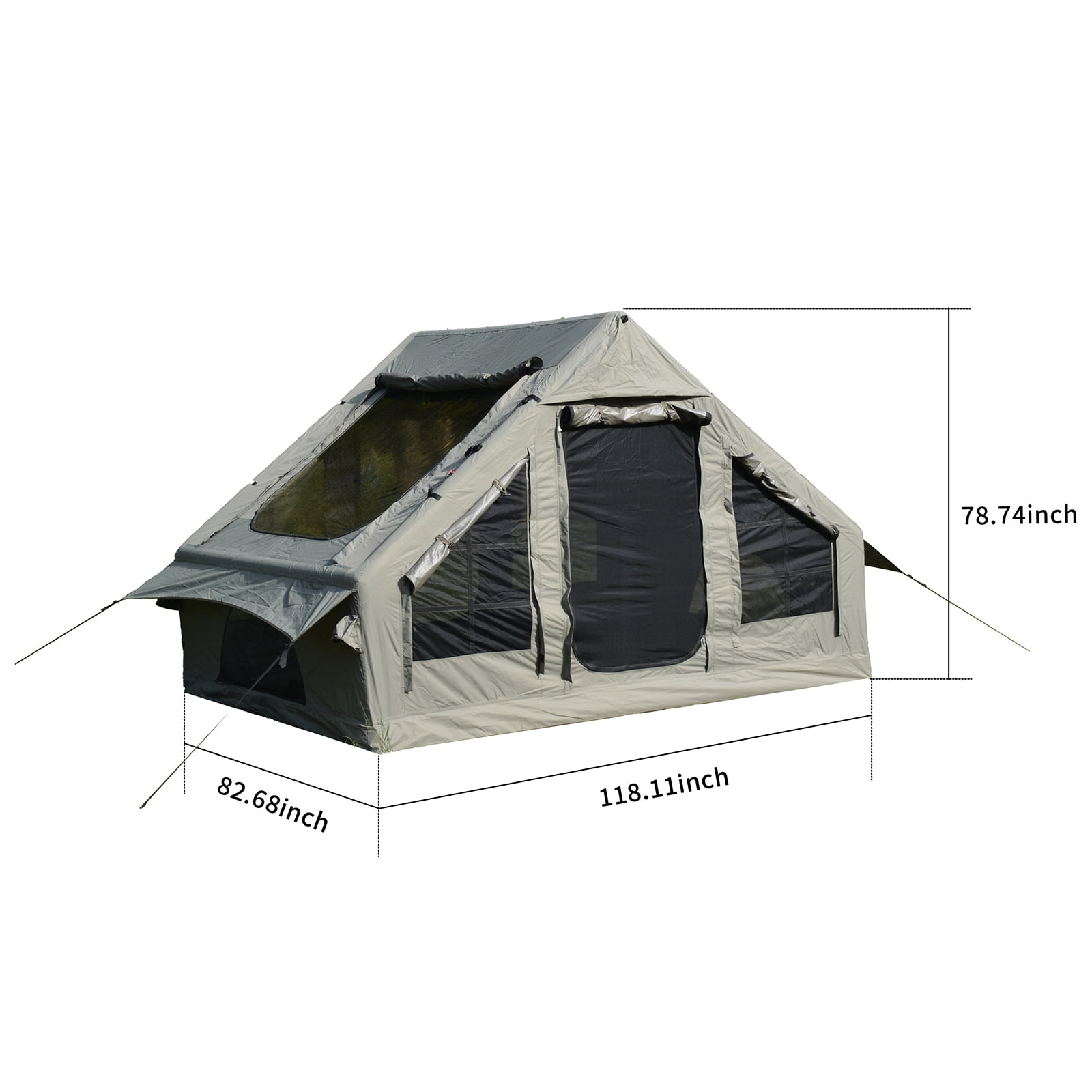 Inflatable Camping Tent, Glamping Tent 4-6 Persons Waterproof Windproof Outdoor Self-Supporting Blow up Tent Air Tent Portable House