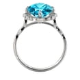 thumbnail image 7 of 3.25 ctw Aquamarine Ring with Diamonds 14K White Gold Flower Leaves Halo, 7 of 7