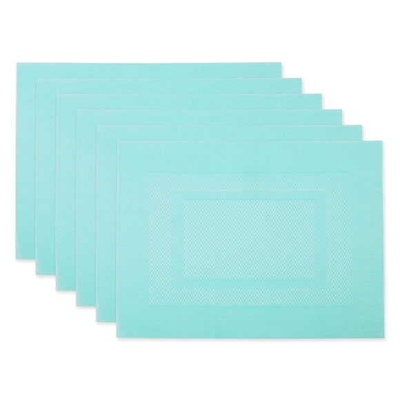 Juego de manteles individuales de PVC de la colección DII, tejido, 6 piezas, color aguamarina