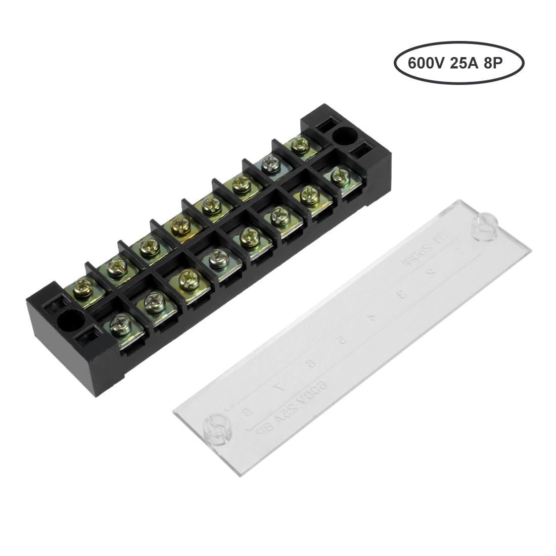 Unique Bargains 4 Pcs 8 Positions Dual Rows 600V 25A Cable Barrier Block Terminal Strip