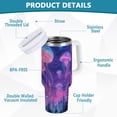 thumbnail image 2 of Yayeee 40oz Stainless Steel Tumbler with Straw and Handle Double-Wall Insulated Travel Water Bottle, Neon Jellyfish, 2 of 8