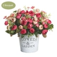thumbnail image 1 of Ramo de flores artificiales para el hogar, oficina, escritorio, tela de seda, decoración floral falsa, ramo de capullos de rosa, rojo vino 3 piezas seitruly ZHF0580-05, 1 of 4