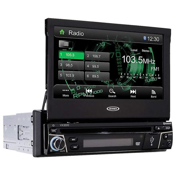 Jensen 7' Motorized Flip Out Car DVD CD Receiver w/ Bluetooth New