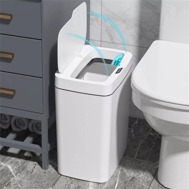 Bote de Basura Cocina, 18L Cubo De Basura Automático Con Sensor, Bote de Basura de Plástico Grande USB Rechargeable para Cocina, Oficina, Sala, Retrete, Recámara