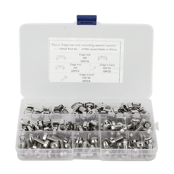 Rack Screw Nut,50Pcs Set M6x20 Network Network Cabinet Screw Nut Captive Nut Best in Class