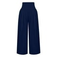 thumbnail image 4 of Gubotare Long Plus Size Elastic Waistband Wide Legged Pants (Navy,M), 4 of 5