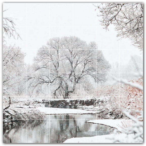 Picture-Tiles.com: Winter Ceramic Tile Wall Mural WAL501227-66L. 48"W x 48"H using (36) 8" x 8" Ceramic Tiles-Satin Finish