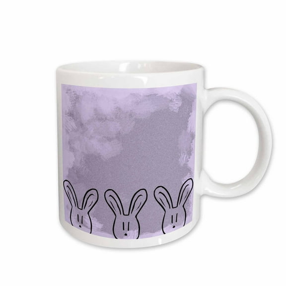 3drose, Three Bunnies - Pastel Purple - Cute Art, 15oz Mug