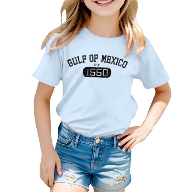 SNPOSN Chandail à Capuchon Teinture sur Nœuds pour Filles Mode Décontractée Imprimé Graphique Tee Coupe Ample Col Rond Manches Courtes Blouse Haut pour Enfants Bleu 12-13 Ans