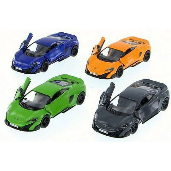 4 PC Set : New Kinsmart 5" McLaren 675LT Diecast Model Toy Car 1:36 Pull Action