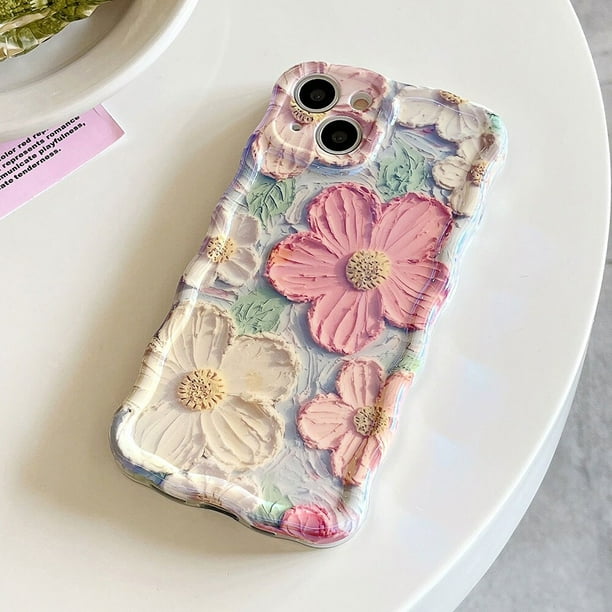 Funda de teléfono de TPU a prueba de golpes para iPhone, carcasa de TPU suave a prueba de golpes de moda con luz azul láser, flores para iPhone 14 13 12 11 Pro Max 14promax 13promax Fivean unisex