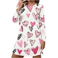 thumbnail image 2 of Sakmal Long Sleeve Mumu Nightgownss for Women Valentines Soft Love Pajama Sleep Dress Heart Print Knee Length Nightgowns for Women L, 2 of 6