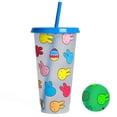 thumbnail image 1 of Vasos de bebida fría con pajita de 25 onzas, botellas de agua que cambian de color con tapa azul Ehuebsd Libre de BPA, 1 of 3