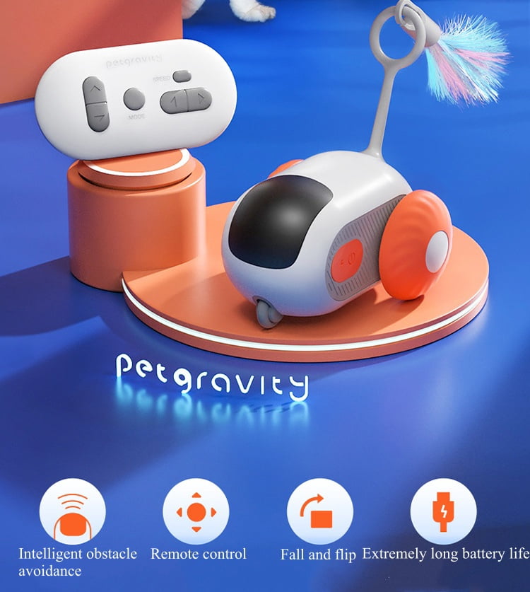 Automatic/remote control cat toys, intelligent obstacle avoidance interactive cat toys for indoor cats, rechargeable cat toys for bored indoor adult cats