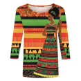 thumbnail image 4 of Brnmxoke Women's 3/4 Sleeve Tops Dressy Casual Business Work Blouses African American Art Culture Graphic Tops Black History Month Three Quarter Length Shirts Multicolor,XXXXXXL, 4 of 5