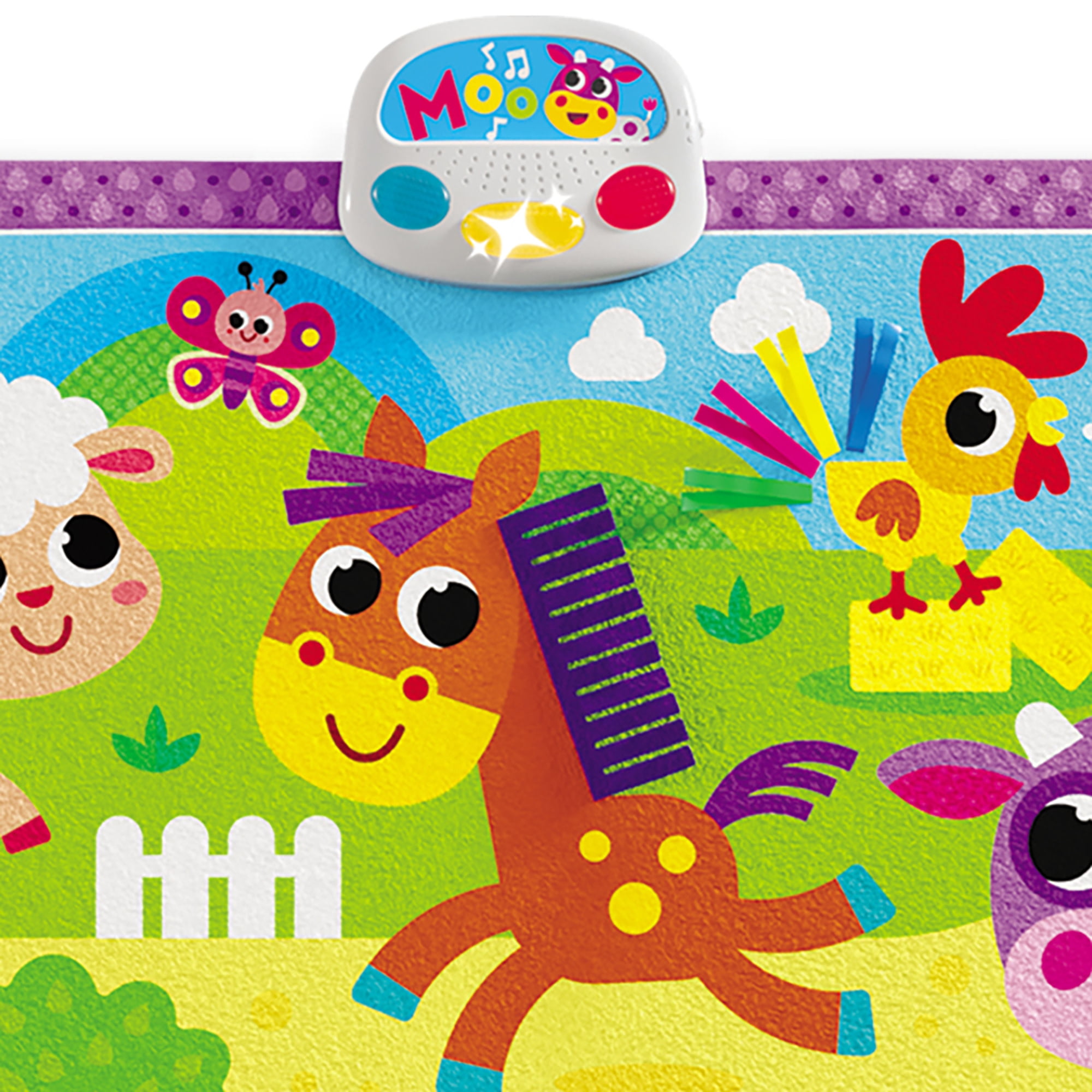 Kids Hits: Touch & Play Mat - Farm Friends - 31.5x23.6" Sensory Floor Pad, Lights-Animal Sounds-Songs Module, Tactile Learning Toy, Baby-Toddler 6Mo+