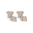 thumbnail image 2 of Cenuakty Toddler 6M 12M 18M 2T 3T 4T 5T Baby Boy Summer Outfit Casual Striped Button V Neck Short Sleeve Tops and Shorts 2 Pcs Set, 2 of 9