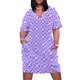 thumbnail image 1 of No.154-Purple floral block pattern design Loose Pocket Dress Women's dresses Dresses women clothes, 1 of 6