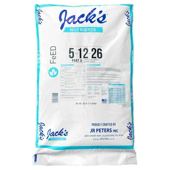 Hydroponic Fertilizer 5-12-26 - Professional Grade Plant Food - Water Soluble Powder - 25 lb Bag - For Hydroponics & All Plant Types