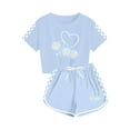 thumbnail image 7 of Cethrio Girls Outfit Sets, Short Sleeve 2 Piece Printed Summer Girls' Clothing Sets Sky Blue Size 13-14T, 7 of 7