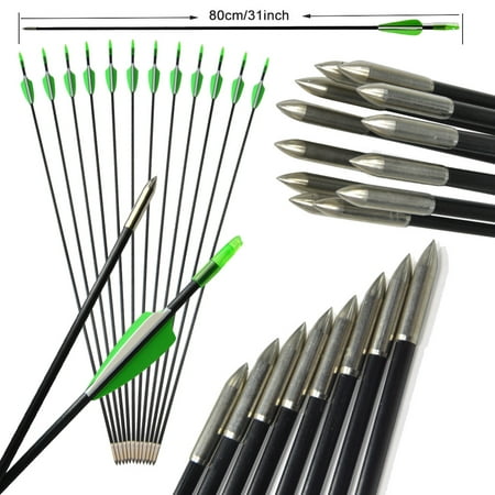 AMEYXGS (12pcs) 6mm fiberglass arrow 31 Inch Spine 900 for Hunting Shooting Outdoor