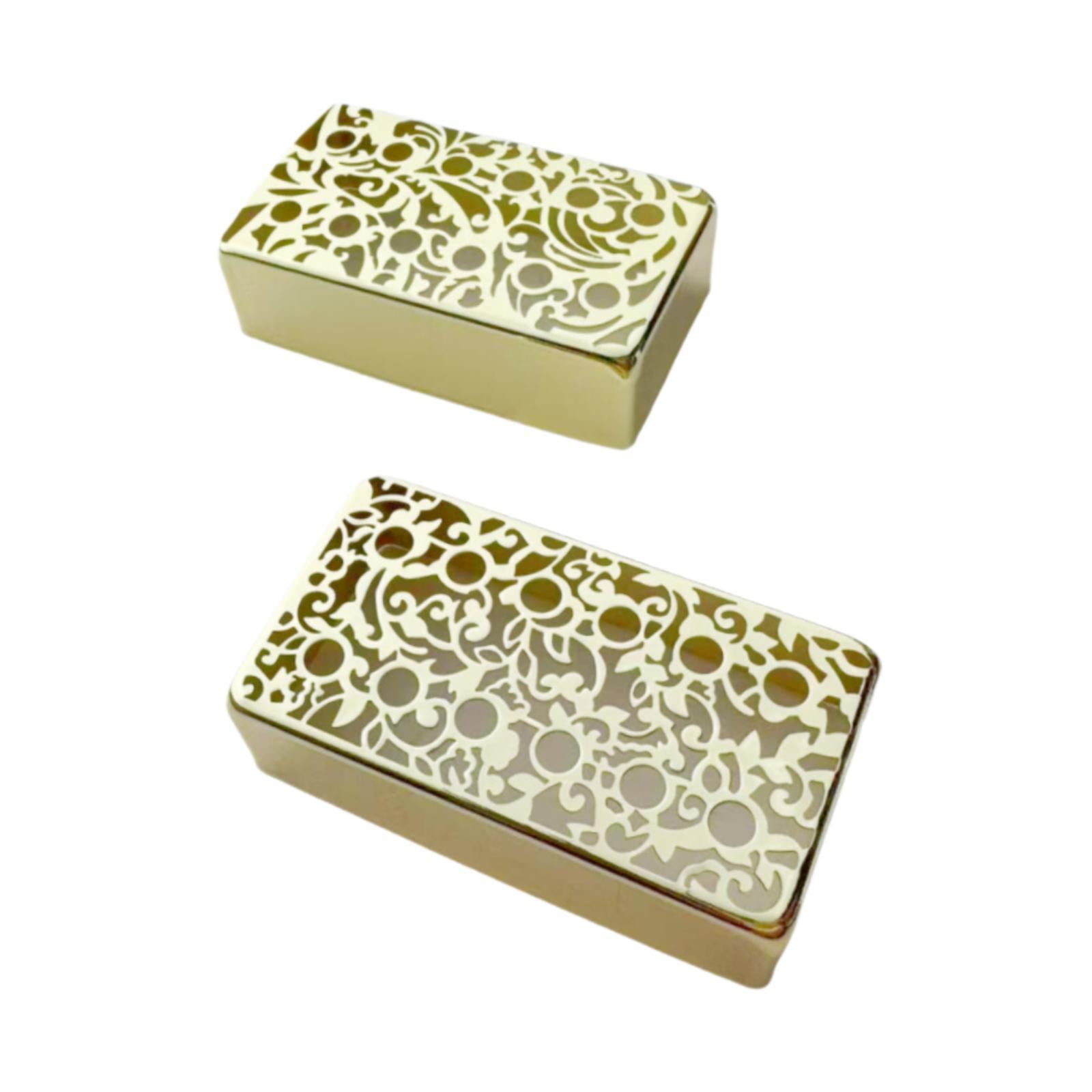 LeeQinersw 2 Pieces Guitar Pickup Covers Accessory Instrument Hollow Out Patterns Sturdy for Electric Guitars Engraved DIY Part Replaces Gold Carving