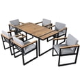 thumbnail image 6 of 7 Pieces Outdoor Dining Set Patio Dining Table and Chair Set with and Removable Cushions for Patio, Backyard (Grey), 6 of 11