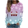 thumbnail image 2 of Uootdi Christmas Sweatshirts for Women Gift Christmas Trees Snowflake Snowman Reindeer Sequined Print Blouse Long Sleeve T Shi rts for Women, 2 of 5