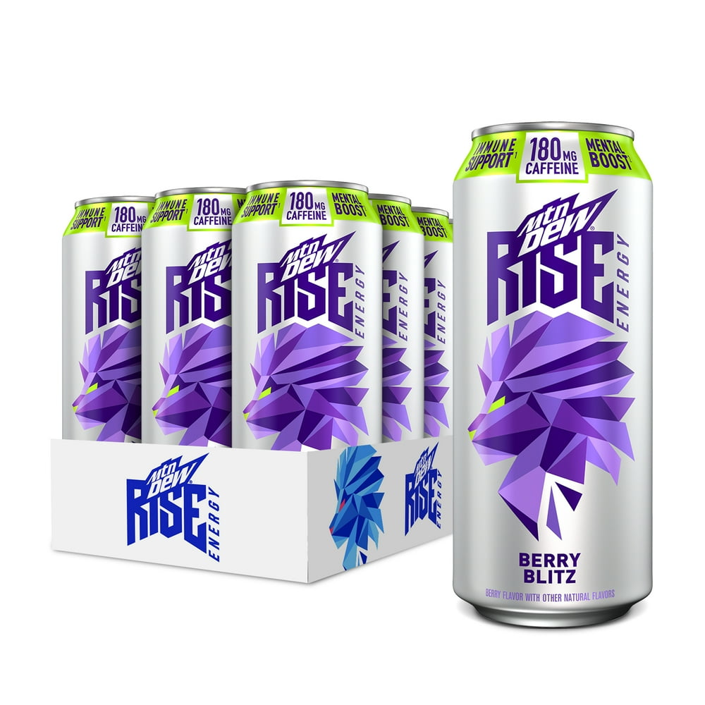 (12 Cans) MTN DEW RISE ENERGY Drink, Berry Blitz, 16 fl oz Walmart