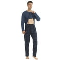 thumbnail image 3 of YUSHOW Mens Winter Pajamas Set Warm Fleece Henley Long Sleeve Top & Flannel Plaid Pajama Pants Pjs Sleepwear Size M, 3 of 7