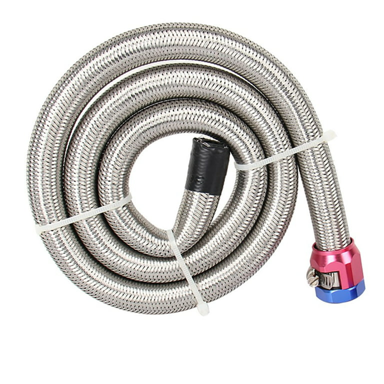 3/8 inch Fuel Line Hose 3 ft. Braided Stainless Steel Flex Gas Oil Fuel Line Hose with Clamps 6AN