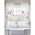 thumbnail image 5 of Spring Floral Sheer Curtains 54 Inch Length 2 Panels Set, Watercolor Summer Botanical Flowers Voile Window Treatment Rod Pocket Short Kitchen Curtains Drapes for Bedroom 52"x54"x2, 5 of 7