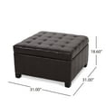 thumbnail image 4 of Noble House Allison Contemporary Tufted Bonded Leather Storage Ottoman, Brown and Dark Brown, 4 of 9