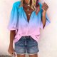 thumbnail image 3 of Tops Para Mujer Camisas de Manga Larga Blusas Primavera Y Otoño Camisa Con Estampado de Botones Con Cuello en V Top Suelto Informal Odeerbi ODB147915, 3 of 5