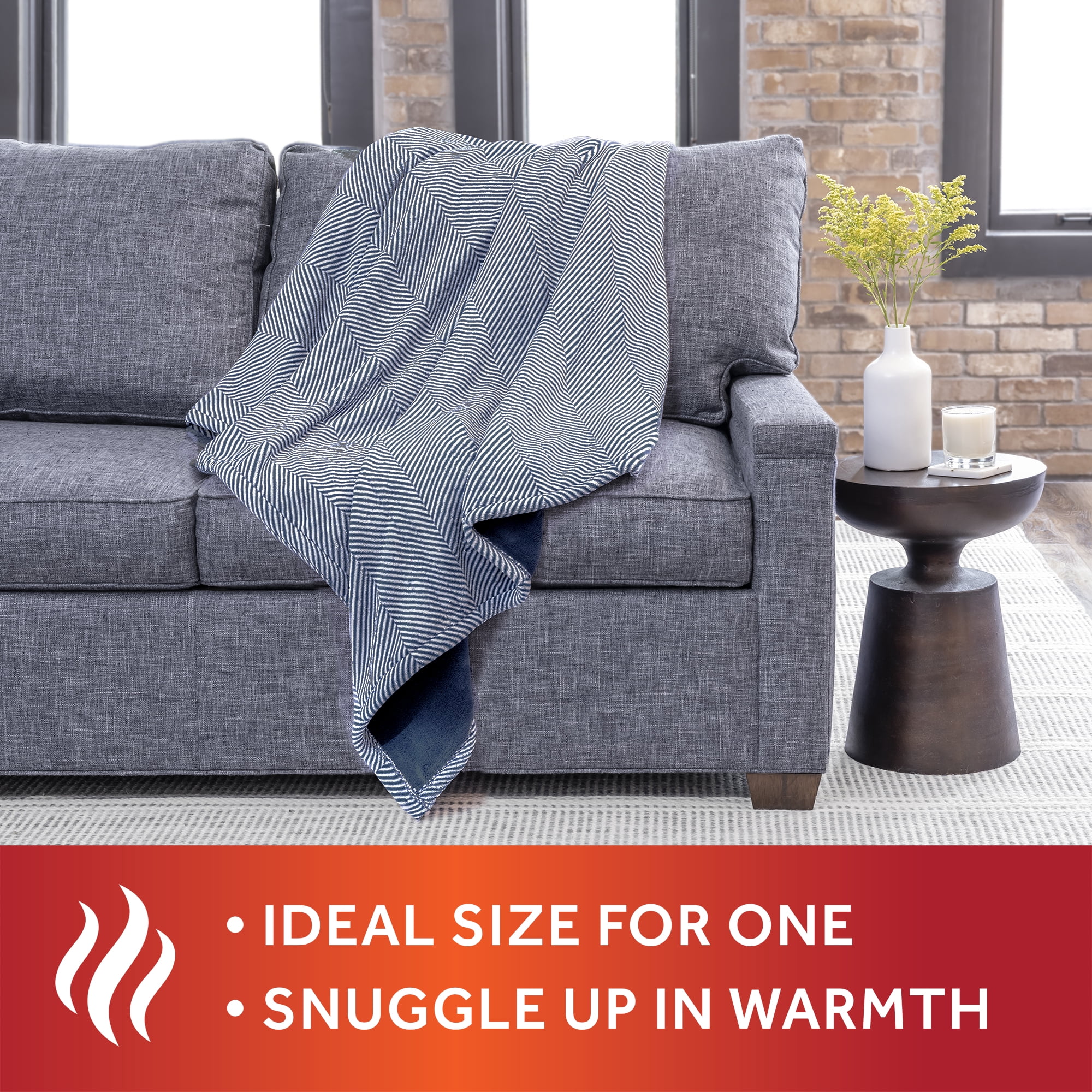 Sunbeam Herringbone Heated Throw