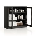 thumbnail image 4 of Palace Imports 100% Solid Wood 32" Bathroom Cabinet with Clear Glass Doors and Adjustable Shelves, Black, 4 of 5