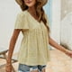 thumbnail image 4 of Blusas para Mujeres Casual, Impresión Floral Sólida de Gran Tamaño, Cuello de Manga Corta Blusa Superior, 4 of 9