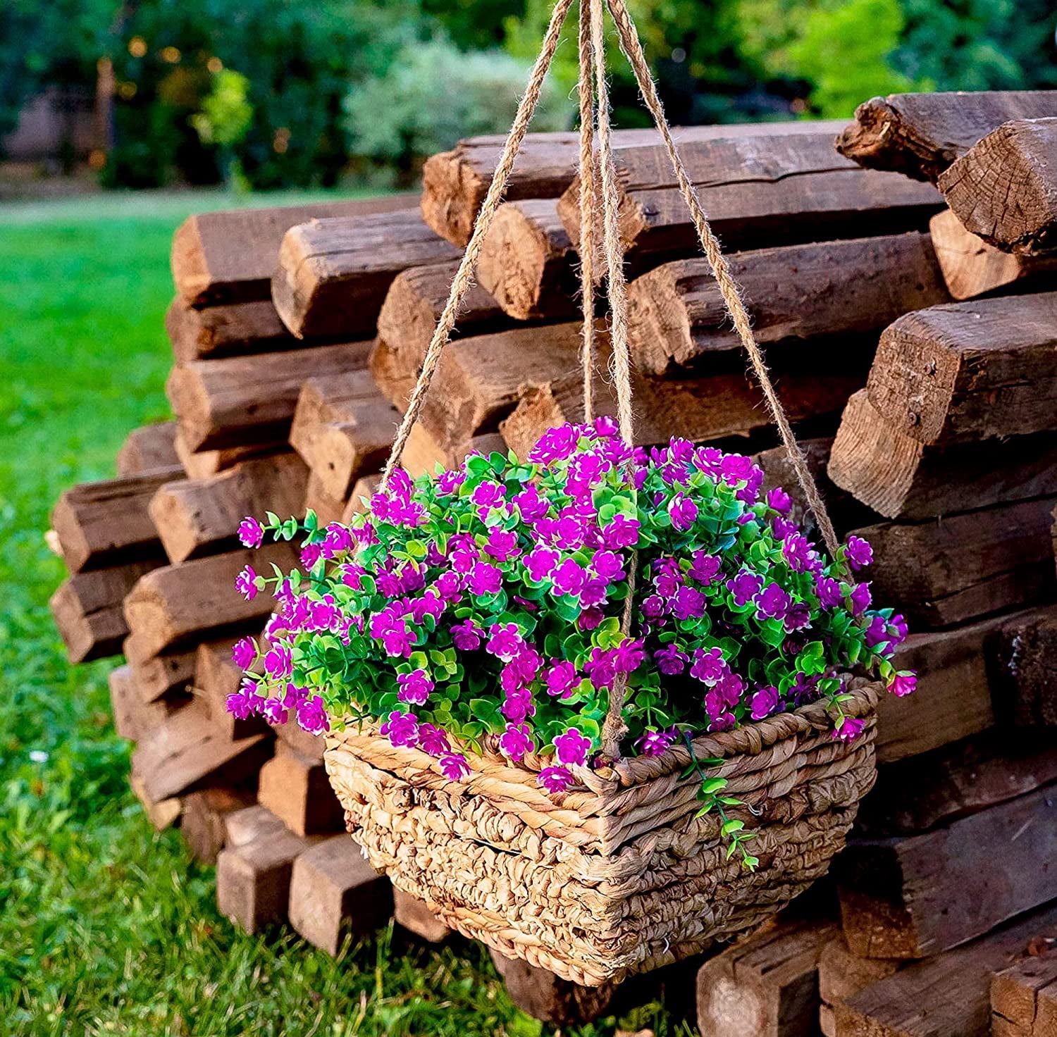 Viworld Artificial Flowers for Outdoors UV Resistant - 12 PCS Bundles Faux Fake Outdoor Plants Plastic Flowers Bushes Shrubs No Fade Artificial Greenery Home Porch Stems Window Box Decor(Magenta)