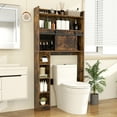 thumbnail image 2 of Gymax Over The Toilet Storage Cabinet w/ Sliding Barn Door Adjustable Shelves 2 Hooks Rustic Brown, 2 of 10