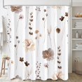 thumbnail image 1 of Extra Long Shower Curtain 72 x 84, Watercolor Floral Fabric Shower Curtain, Brown Beige Flower Decorative Bathroom Shower Curtain Set with Hooks, 1 of 5