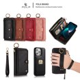 thumbnail image 3 of Nalacover Zipper Wallet Case for iPhone 15 Pro, 2 in 1 Design Luxury PU Leather Soft Silicone Wrist Strap Handbag Flip Cover with Card Slots Holder Hand Rope Buckle Magnetic Case, Black, 3 of 11