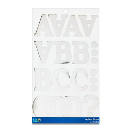 Hello Hobby Silver Foil Alphabet Stickers, Extra Large, 104 Count