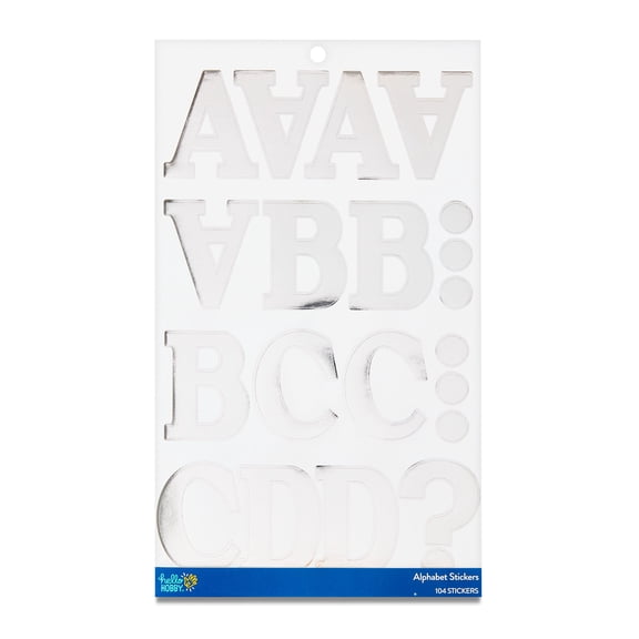 Hello Hobby Extra Large Silver Foil Alphabet Stickers, 104 Count